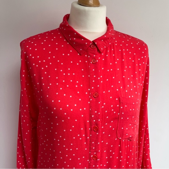 Hush Kaia Dress Size 12 Star Red Pink Drop Waist Relaxed Pockets Long Sleeve - Picture 2 of 11